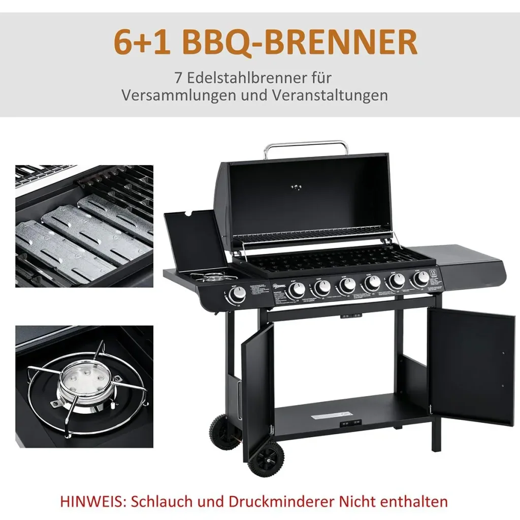Grill cart with storage cabinet black