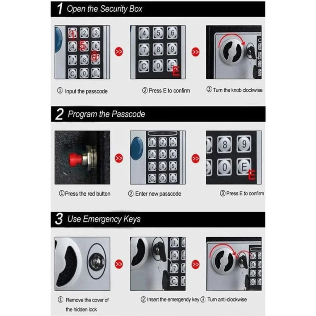 Electronic Safe - 31x20x20 cm - Black