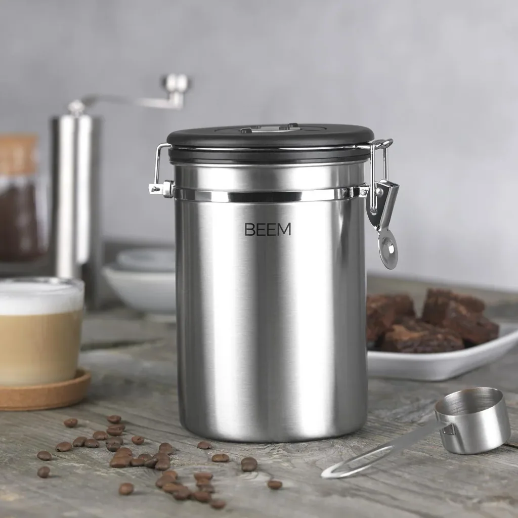 Aroma-Safe coffee can, 1.9 l stainless steel