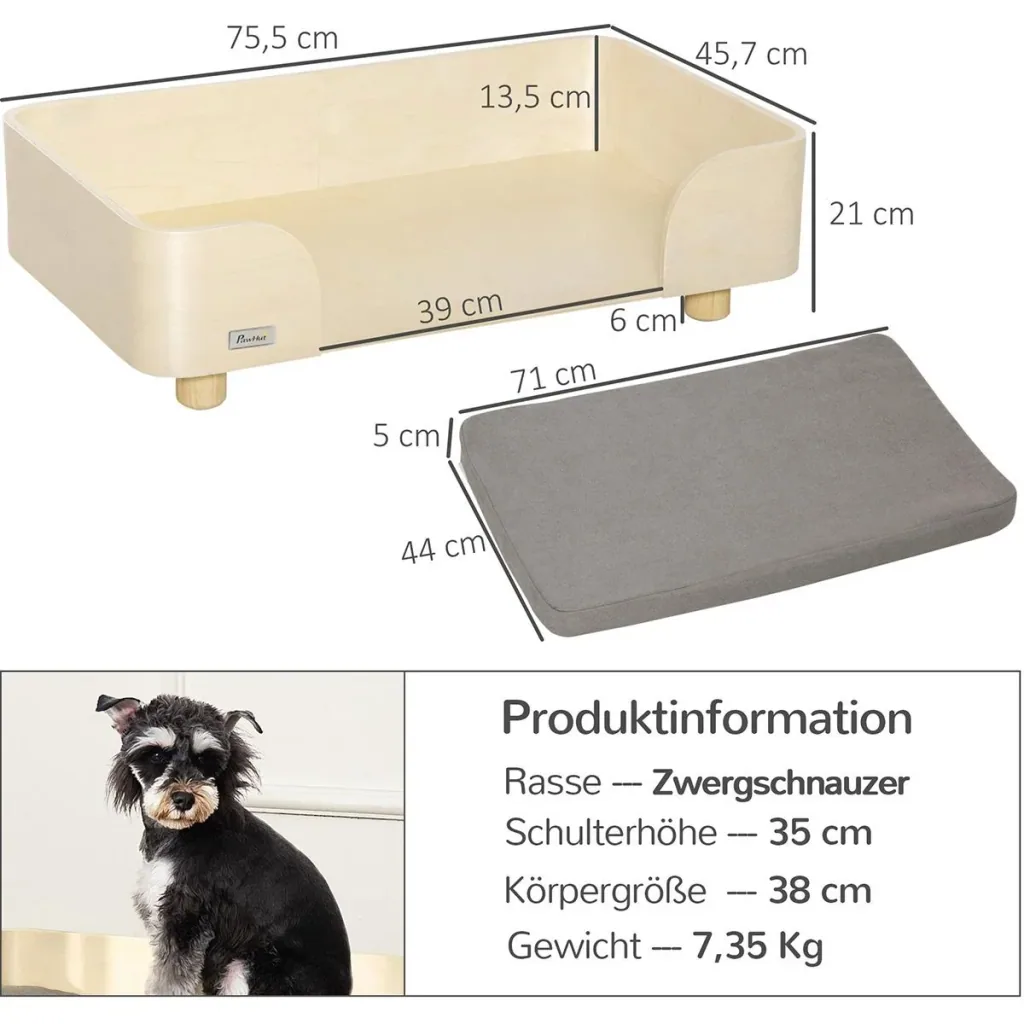 Dog bed including pillow pine 75.5 cm x 45.7 cm x 21 cm
