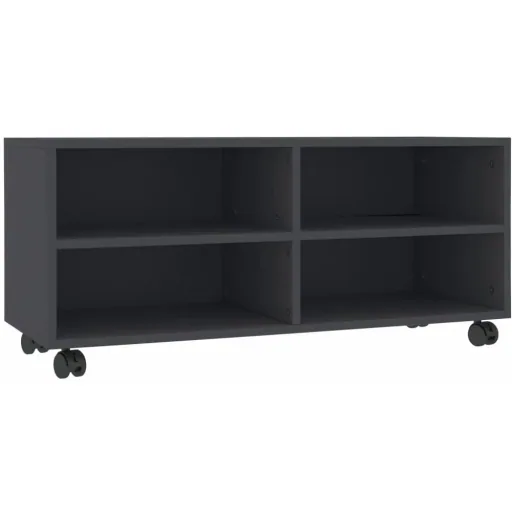 TV cabinet with castors 90x35x35 cm chipboard grey