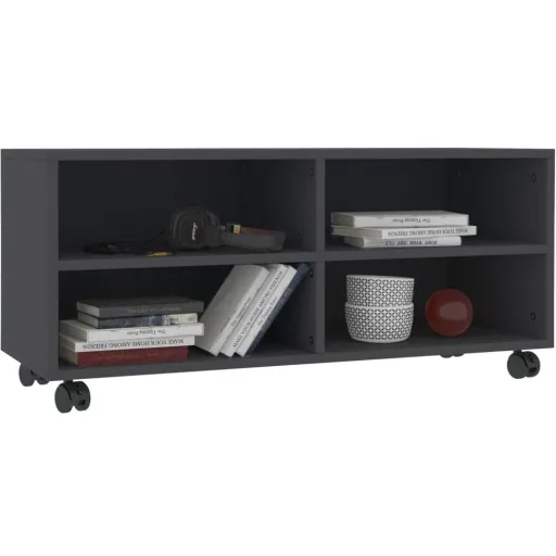 TV cabinet with castors 90x35x35 cm chipboard grey