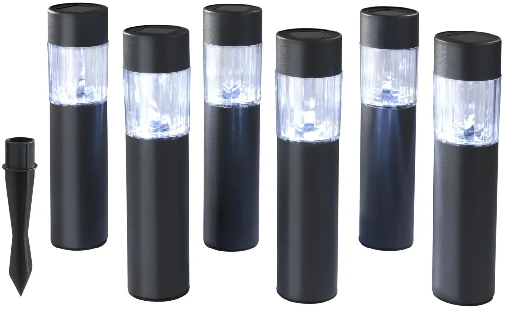 Solar bollard lights in dark grey - set of 6