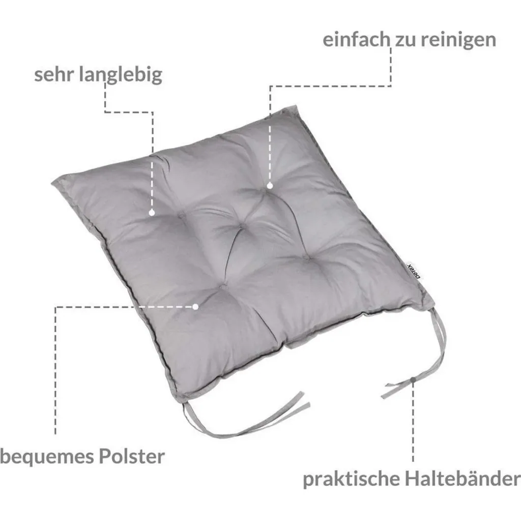 Chair cushions - garden chair cushions - set of 4, light grey