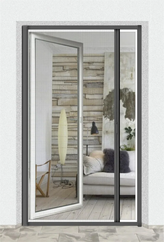 Insect screen roller blind for doors, 125 x 225 cm in anthracite