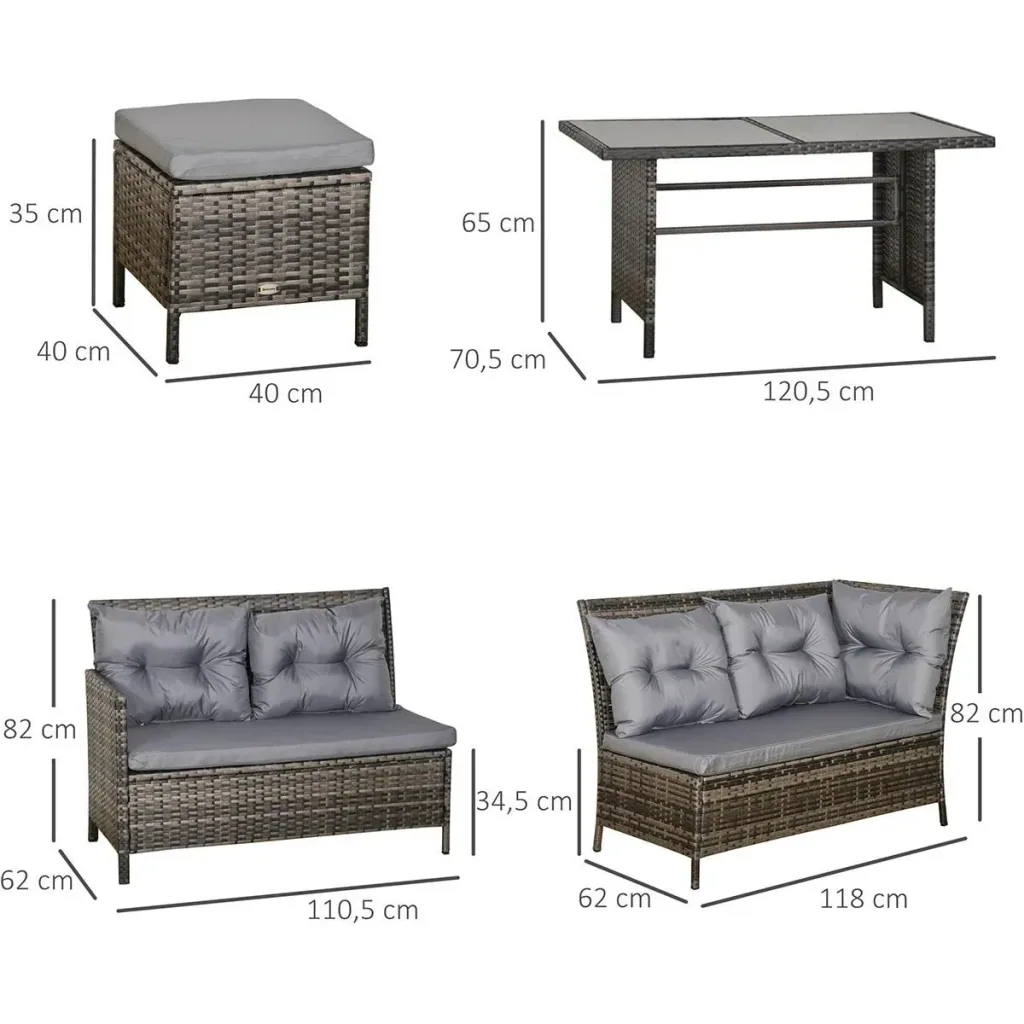 18-piece seating set, garden set, sofa set, garden furniture set, lounge, polyrattan, grey