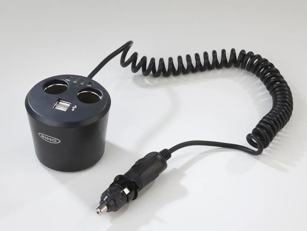 Car multi-socket with USB double port, 12 Volt