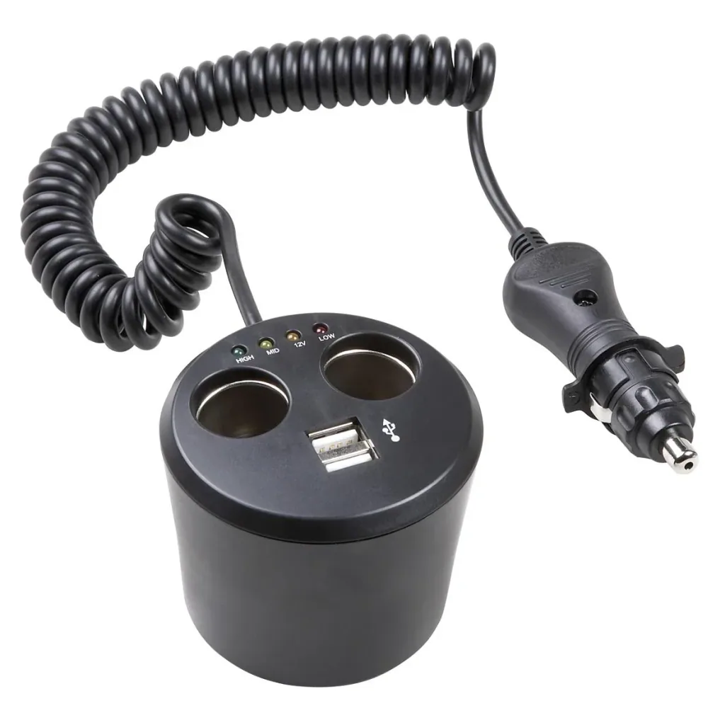 Car multi-socket with USB double port, 12 Volt