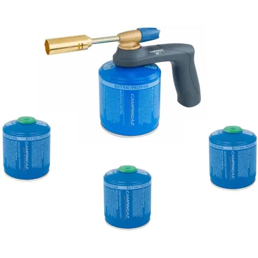 Campingaz VT1 soldering torch with 4 gas bottles