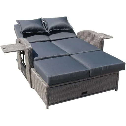 NIZZA functional sofa, steel, plastic mesh, dark grey