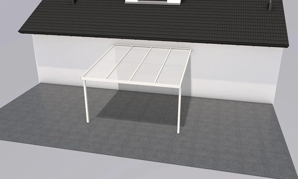 Patio roof Premium, white, 4102 x 4060 mm - Polycarbonate multi-wall sheets 16 mm, opal