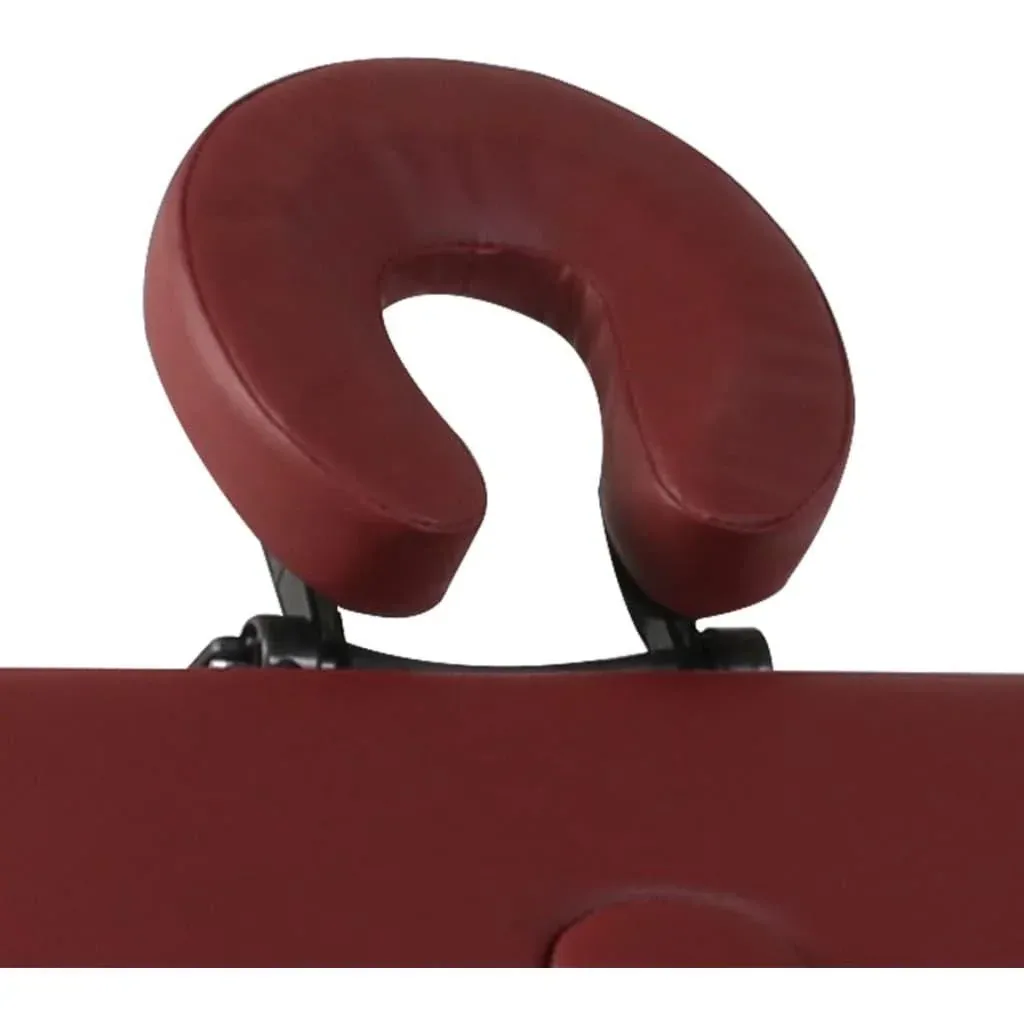 Foldable massage table with wooden frame (four sections / red)