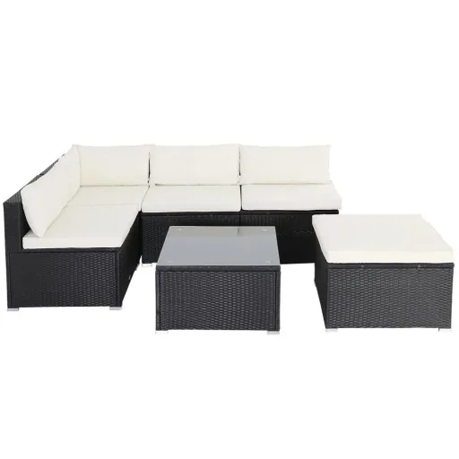 Polyrotan lounge set 16-seater - black