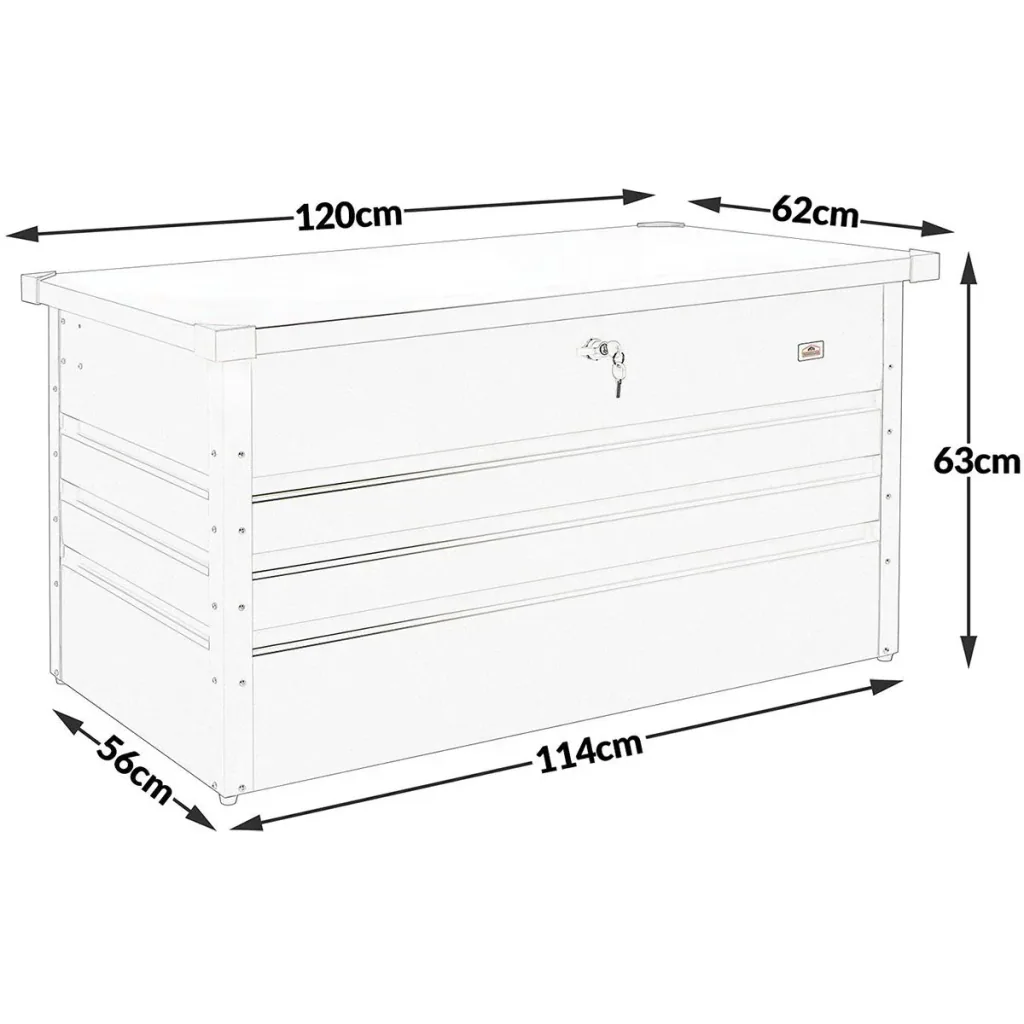 Steel storage box with lock - 120 x 62 x 63 cm - weatherproof
