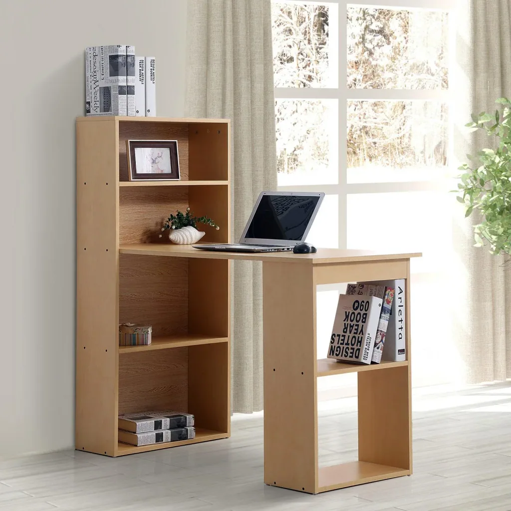 Desk with shelf computer table natural