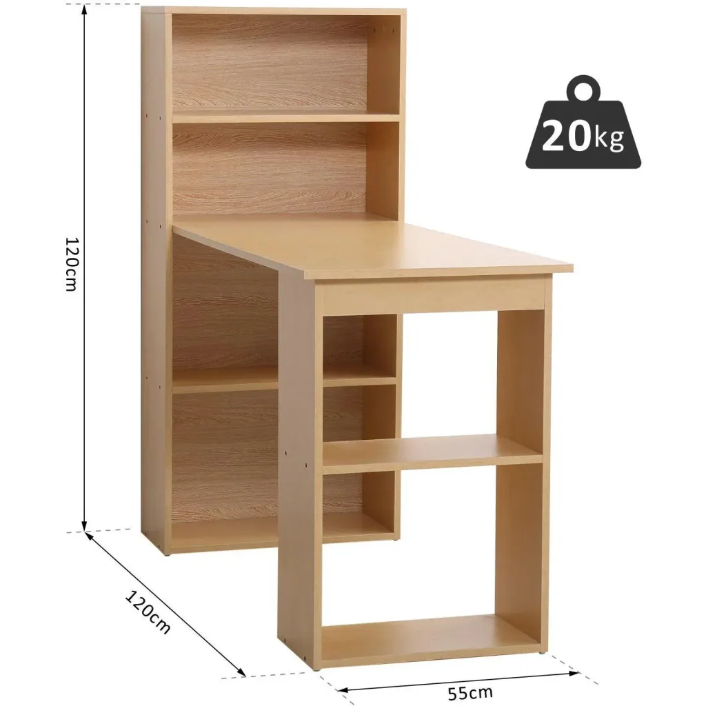 Desk with shelf computer table natural