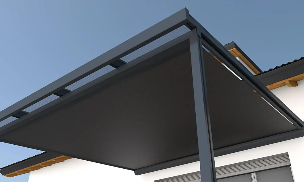 St. Tropez under-roof awning, 3 x 3 m, anthracite fabric 314638, manual drive