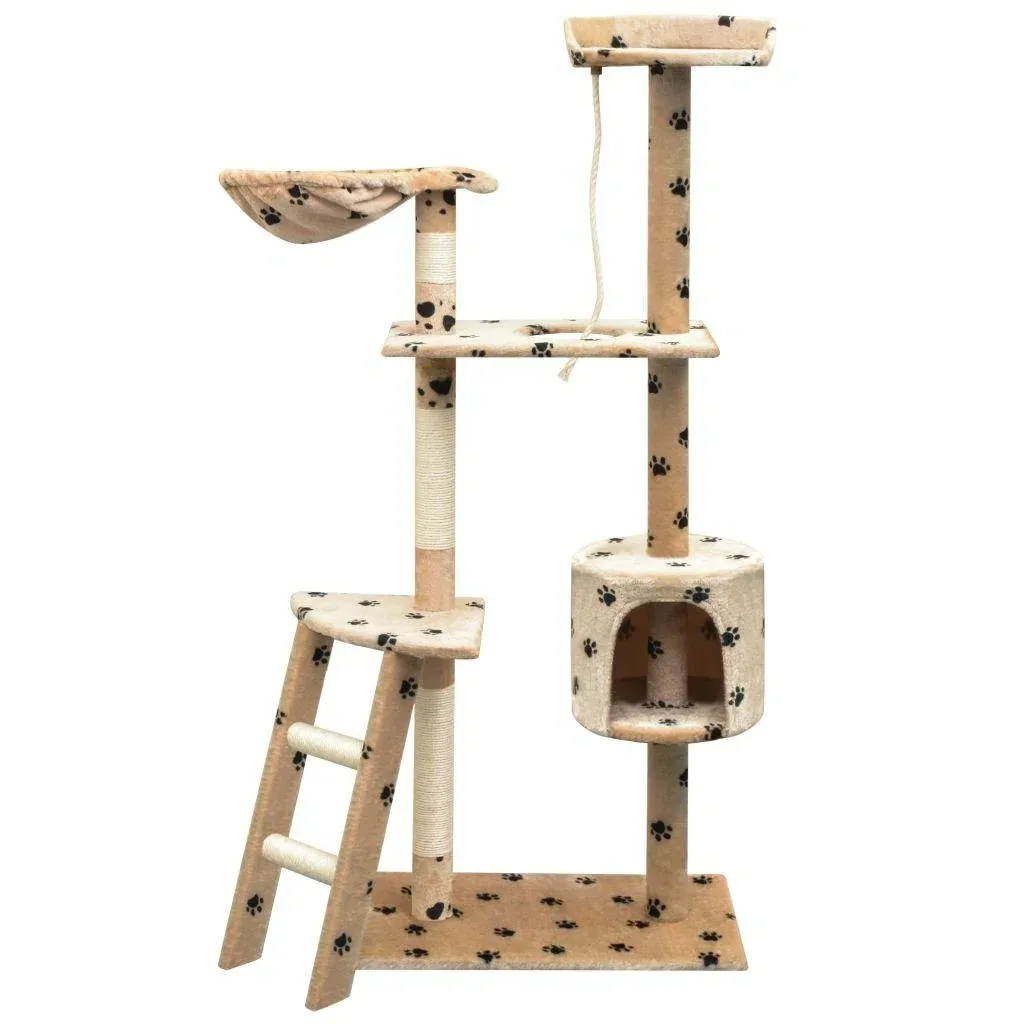Cat scratching post with sisal cat trees 150 cm footprints beige