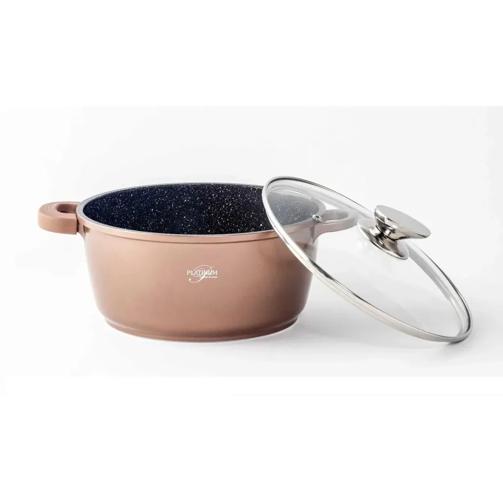 Cooking pot/saucepan - with lid - 24 cm - copper