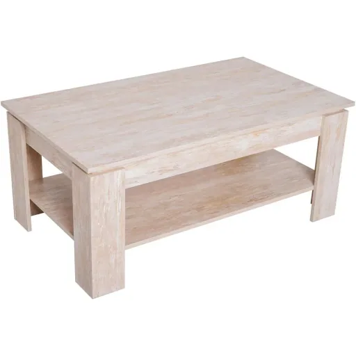 Coffee table side table coffee table with shelf pine wood 110 x 65 cm