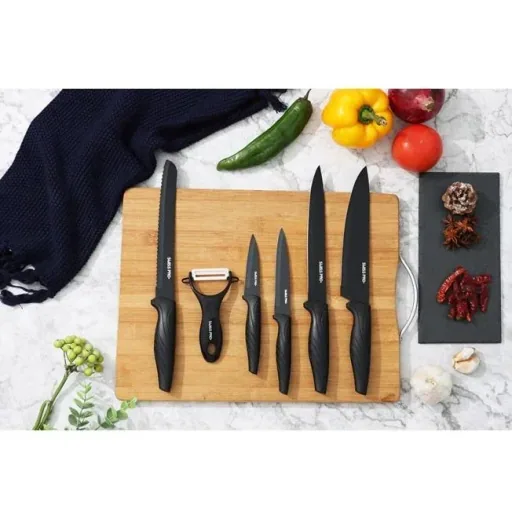 Kitchen knife set - 6 pieces - non-stick coating