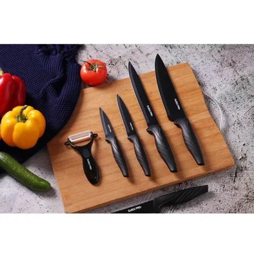 Kitchen knife set - 6 pieces - non-stick coating