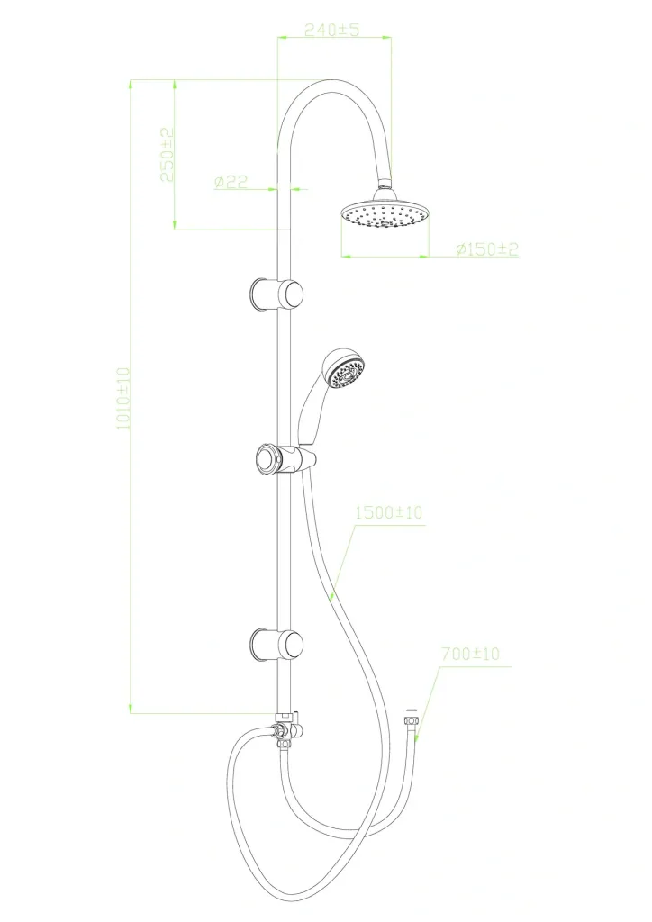 JAMAICA FRESH overhead shower set, chrome