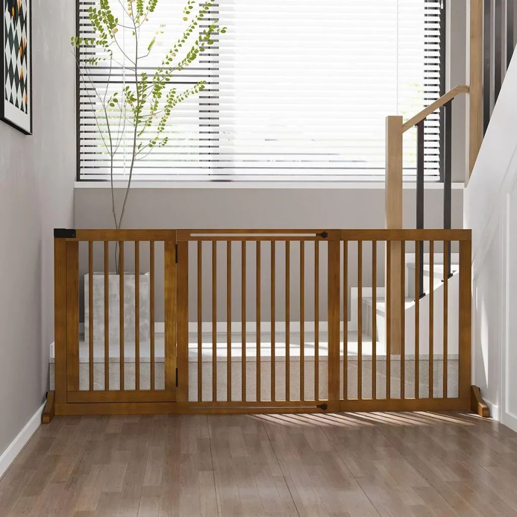 Door safety gate for dogs brown