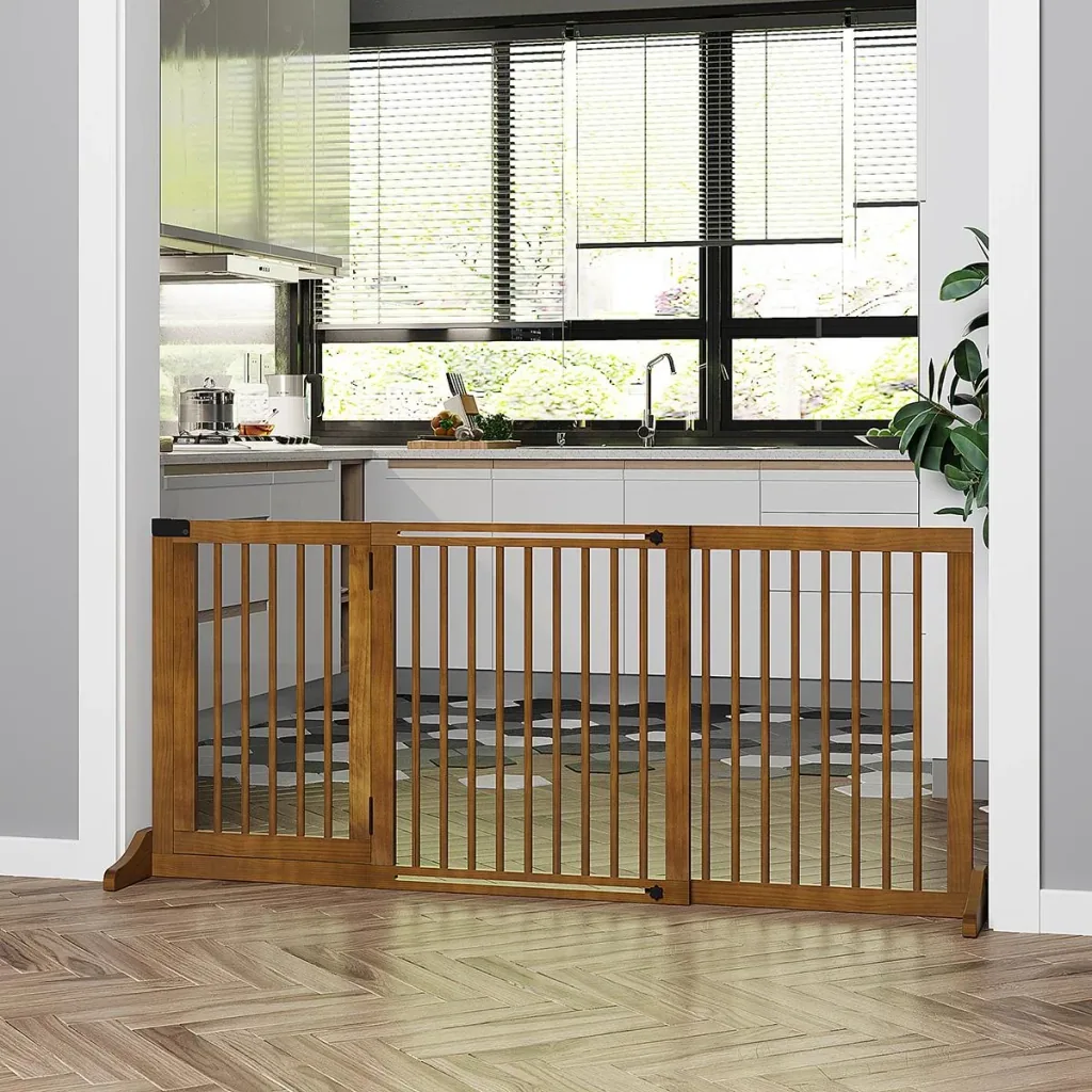 Door safety gate for dogs brown