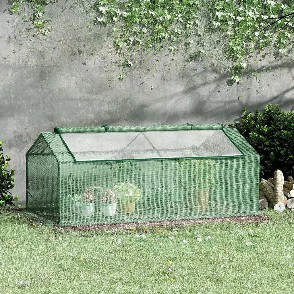 Plastic greenhouse tomato house cold frame 180 x 90 x 70 cm green