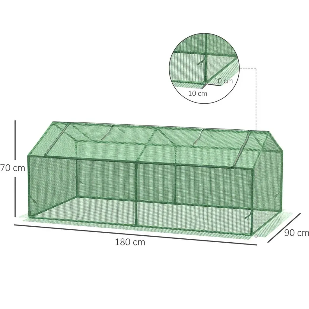 Plastic greenhouse tomato house cold frame 180 x 90 x 70 cm green