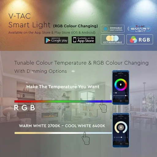 VT-5154 LED WiFi smart lamp - 4.5 W - RGB+W - E14