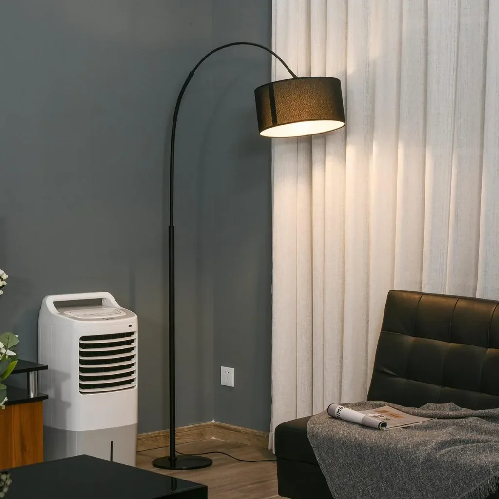 Floor lamp with 180° adjustable lampshade black