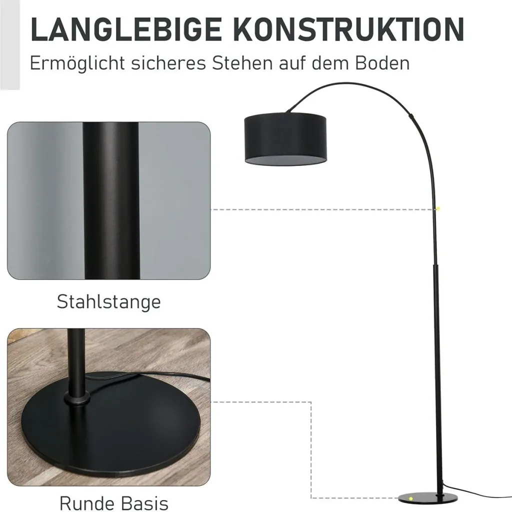 Floor lamp with 180° adjustable lampshade black
