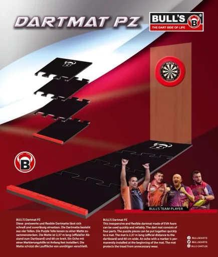 Puzzle dart mat made of foam including oche 2.37 m