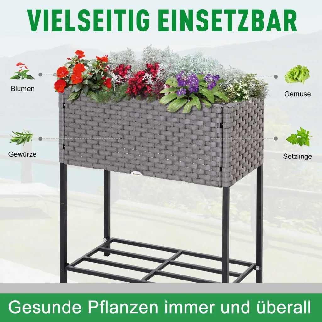 Raised bed with shelf