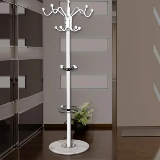 White curved coat rack