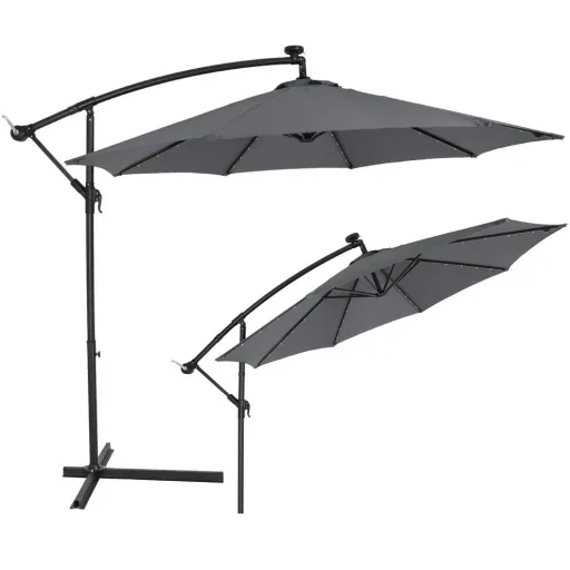 Parasol Mali with LED lighting, pivoting, anthracite - Ø 3.3m