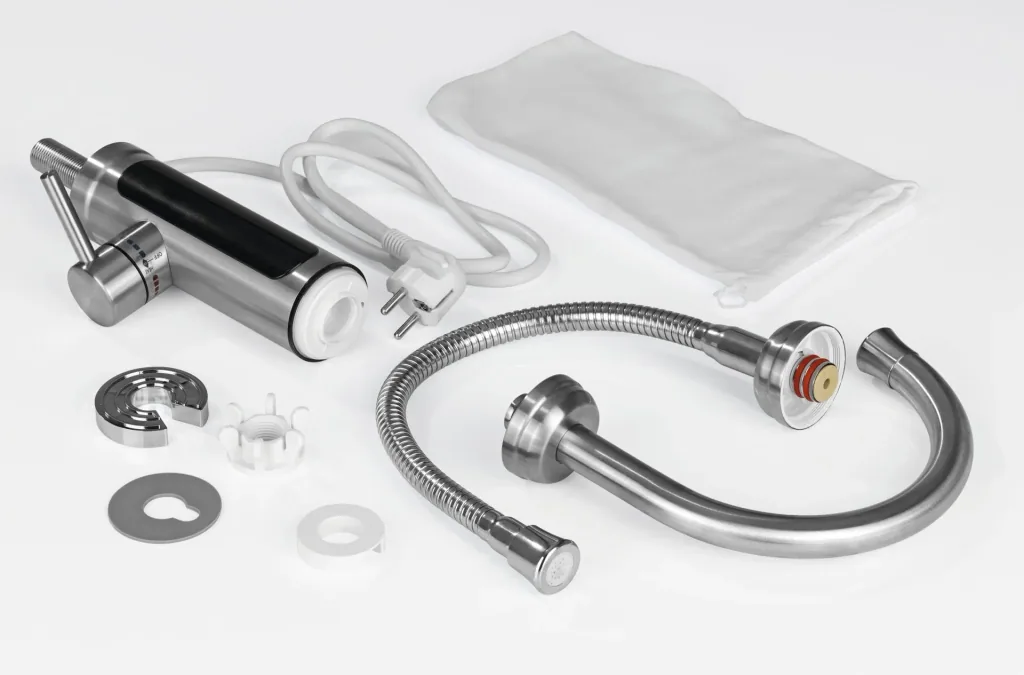 Hot & cold water faucet, electric, stainless steel, 3600 watts