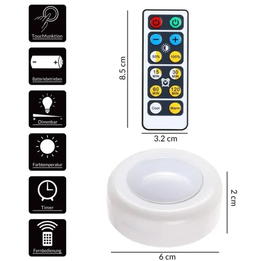 LED-Lamp 6er-Set Skab White mit Fernbedienung