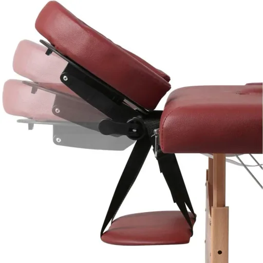 Foldable 2-zone massage table with wooden frame (red)