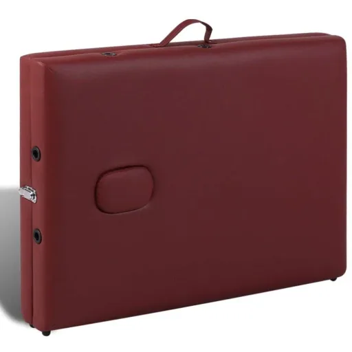 Foldable 2-zone massage table with wooden frame (red)