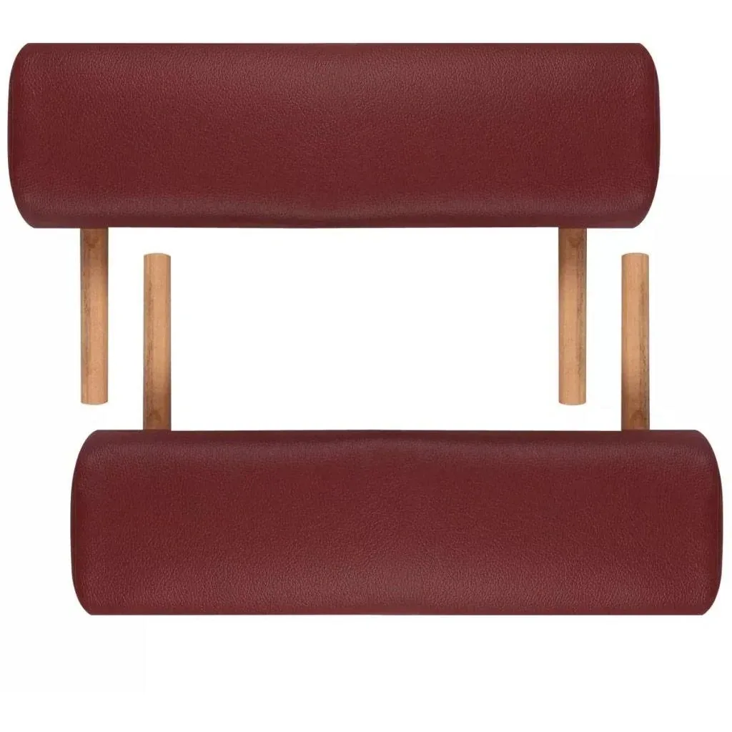 Foldable 2-zone massage table with wooden frame (red)