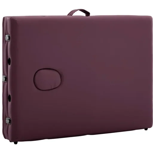 Foldable massage table with 3 zones, wood purple