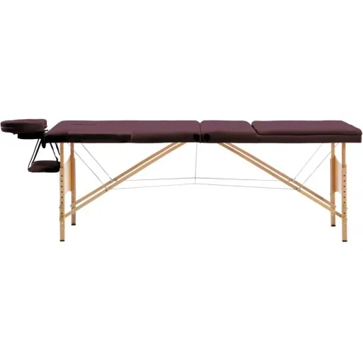 Foldable massage table with 3 zones, wood purple