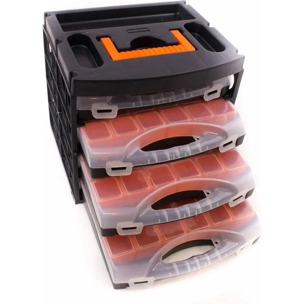2x storage box with 4 assortment boxes - 31.3x27x29.7 cm