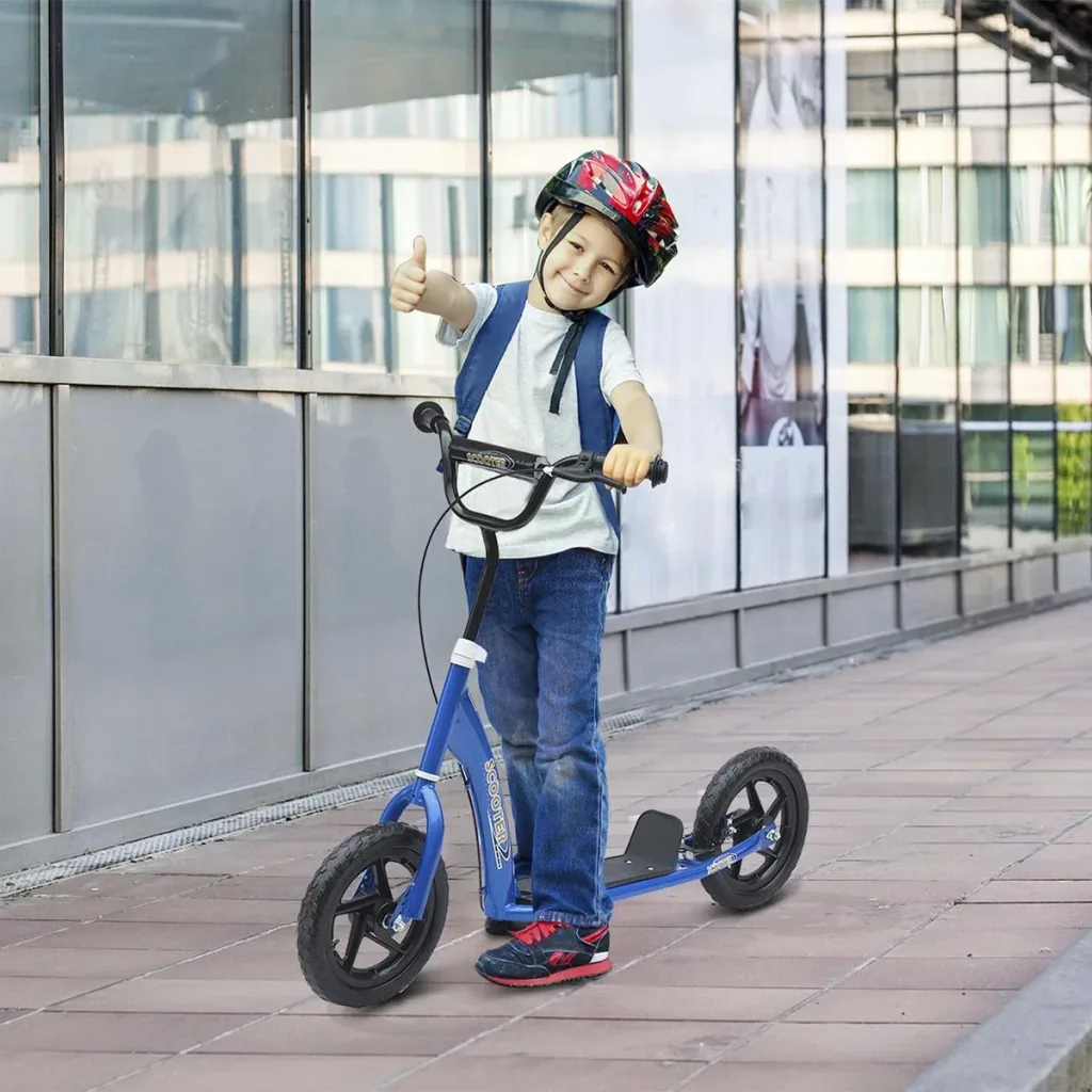 Children's scooter, kick scooter, city scooter, children's scooter, kickboard, 12 inches, blue, 120 x 52 x 80-88 cm