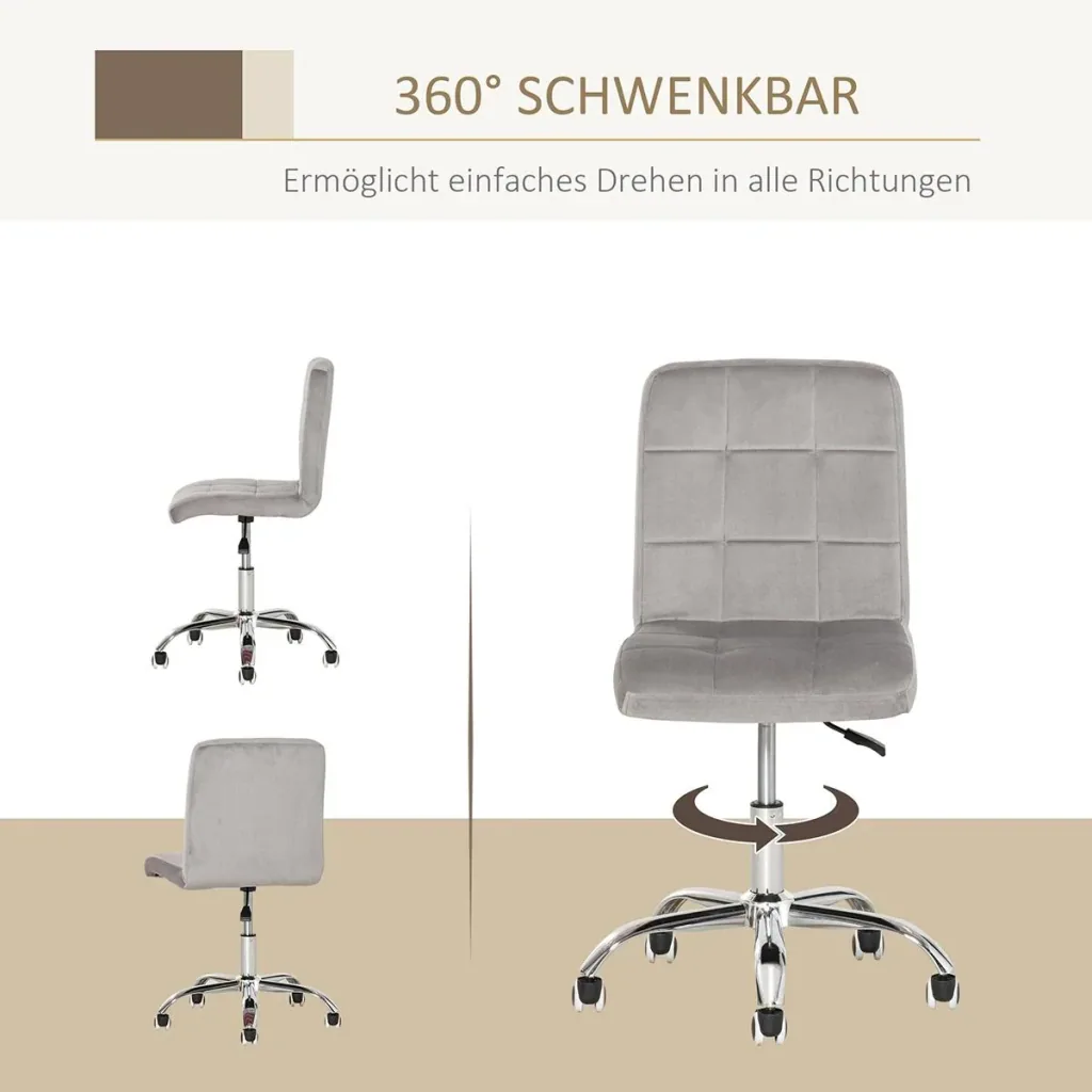 Height-adjustable office chair light grey
