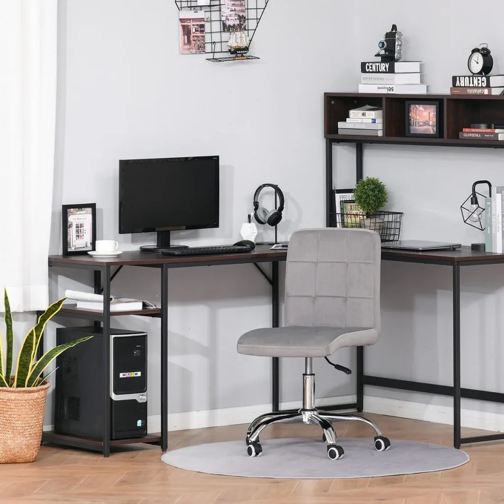 Height-adjustable office chair light grey