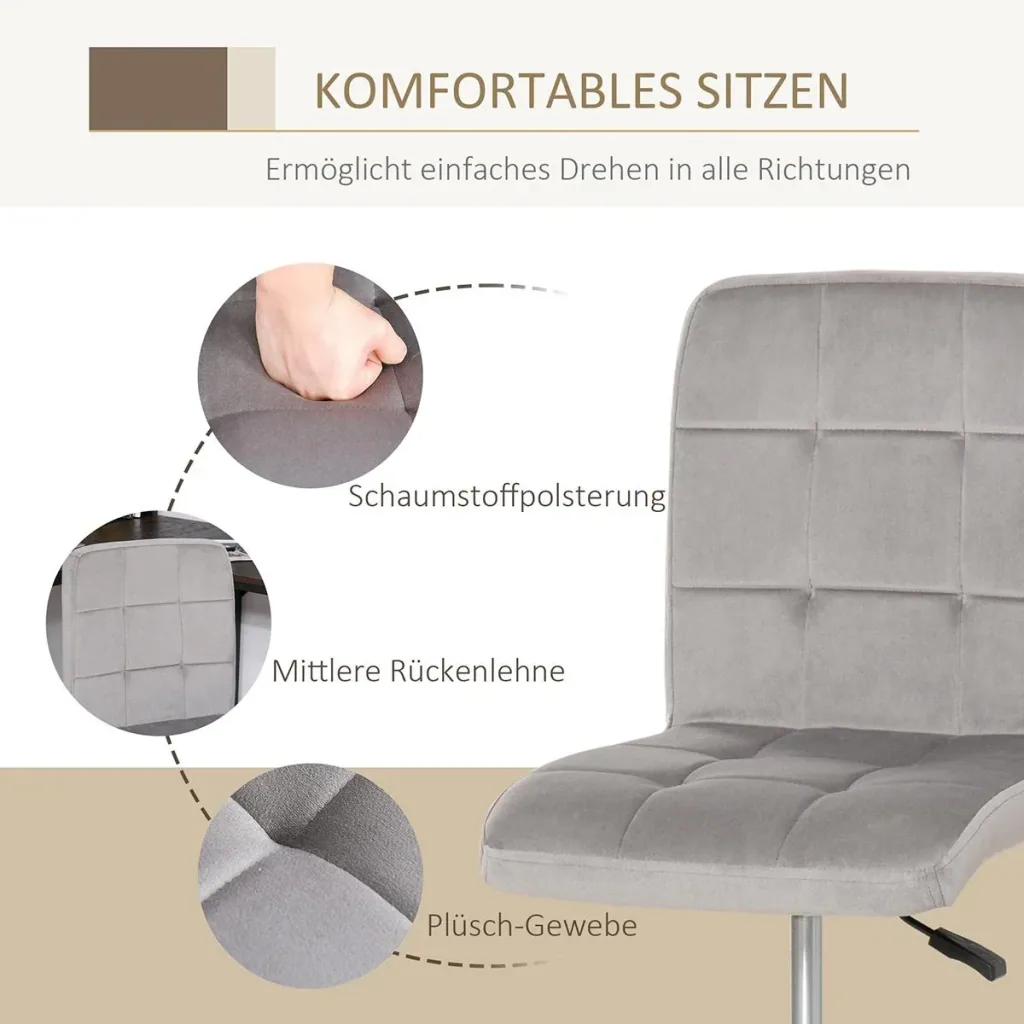 Height-adjustable office chair light grey